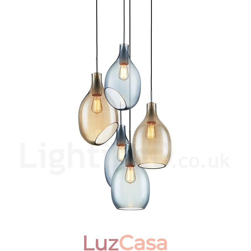 Luminária pendente de vidro moderna contemporânea com 1 luz e cúpula de vidro