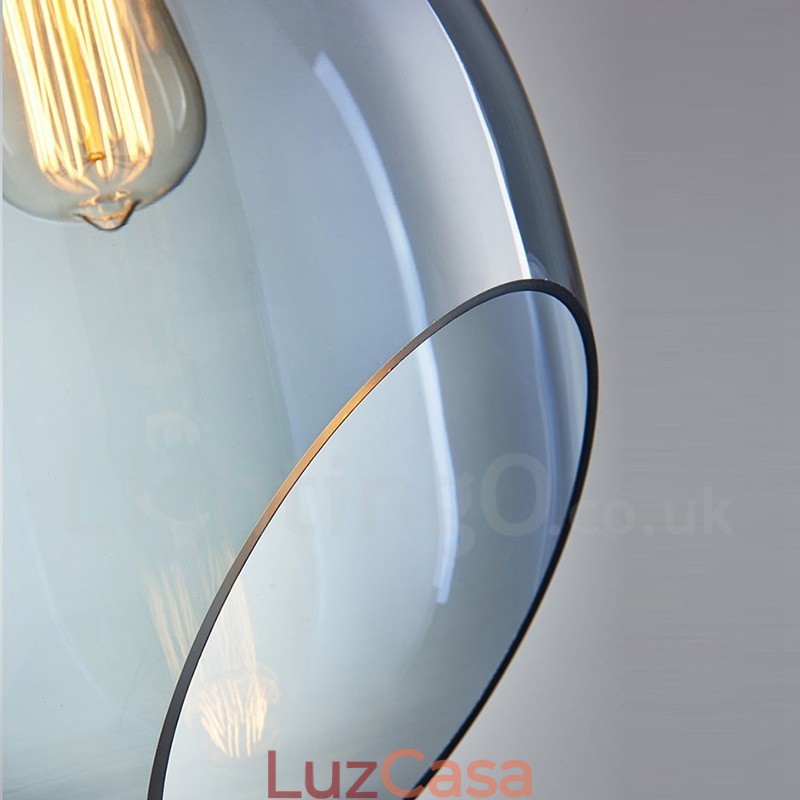 Luminária pendente de vidro moderna contemporânea com 1 luz e cúpula de vidro