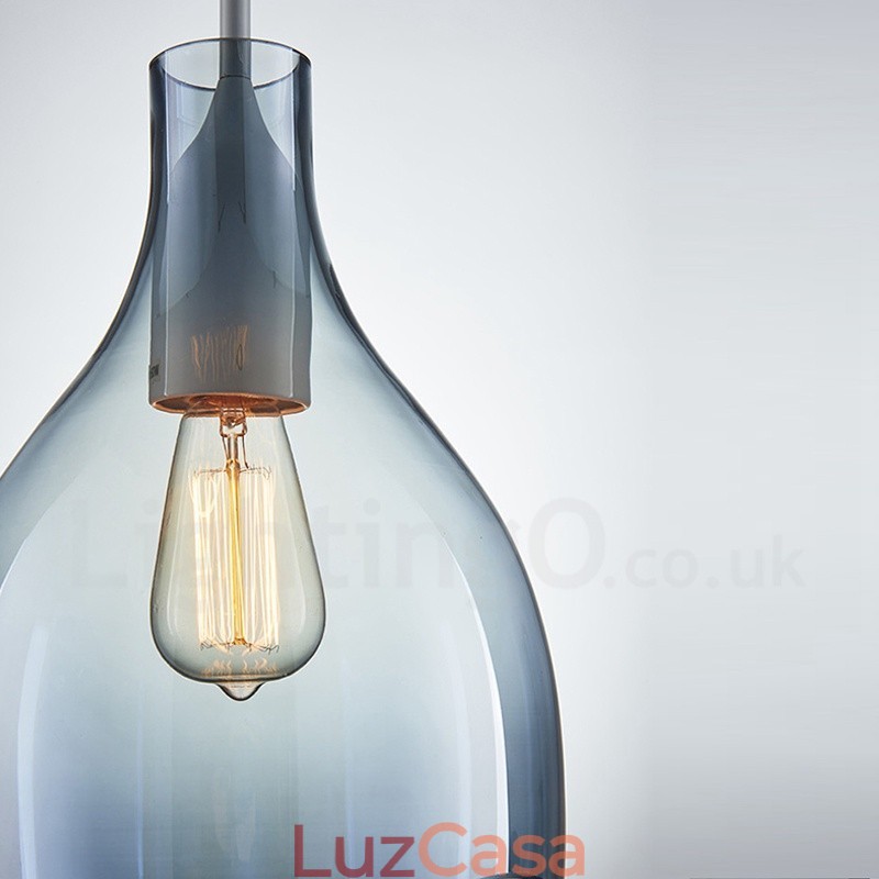 Luminária pendente de vidro moderna contemporânea com 1 luz e cúpula de vidro