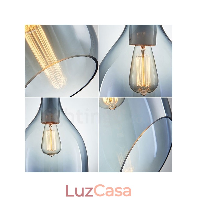 Luminária pendente de vidro moderna contemporânea com 1 luz e cúpula de vidro