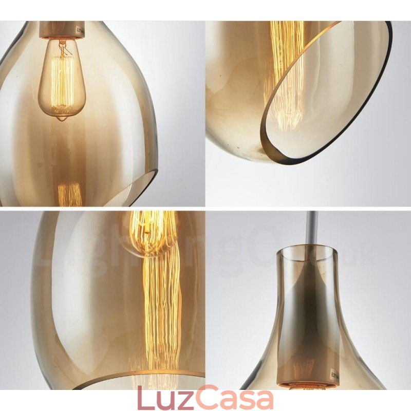 Luminária pendente de vidro moderna contemporânea com 1 luz e cúpula de vidro