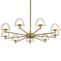 Lustre de metal moderno e contemporâneo de 9 luzes com cúpula de acrílico