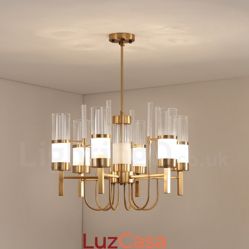 Lustre de aço moderno contemporâneo rústico Lodge 6 luzes com cúpula de vidro