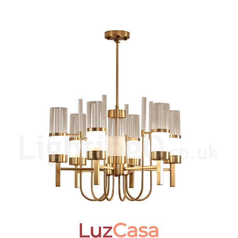 Lustre de aço moderno contemporâneo rústico Lodge 6 luzes com cúpula de vidro