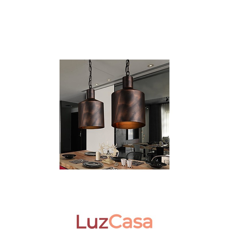 Lustre rústico Lodge Drum Metal Pendant Light
