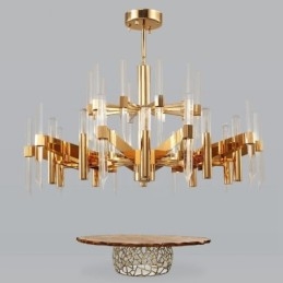 Lustre moderno contemporâneo de liga de alumínio de 18 luzes com cúpula de cristal