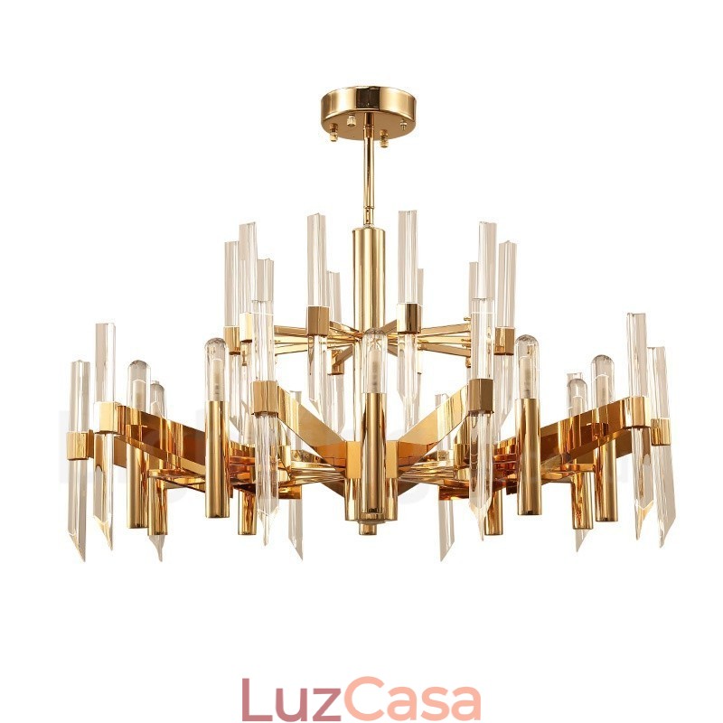 Lustre moderno contemporâneo de liga de alumínio de 18 luzes com cúpula de cristal