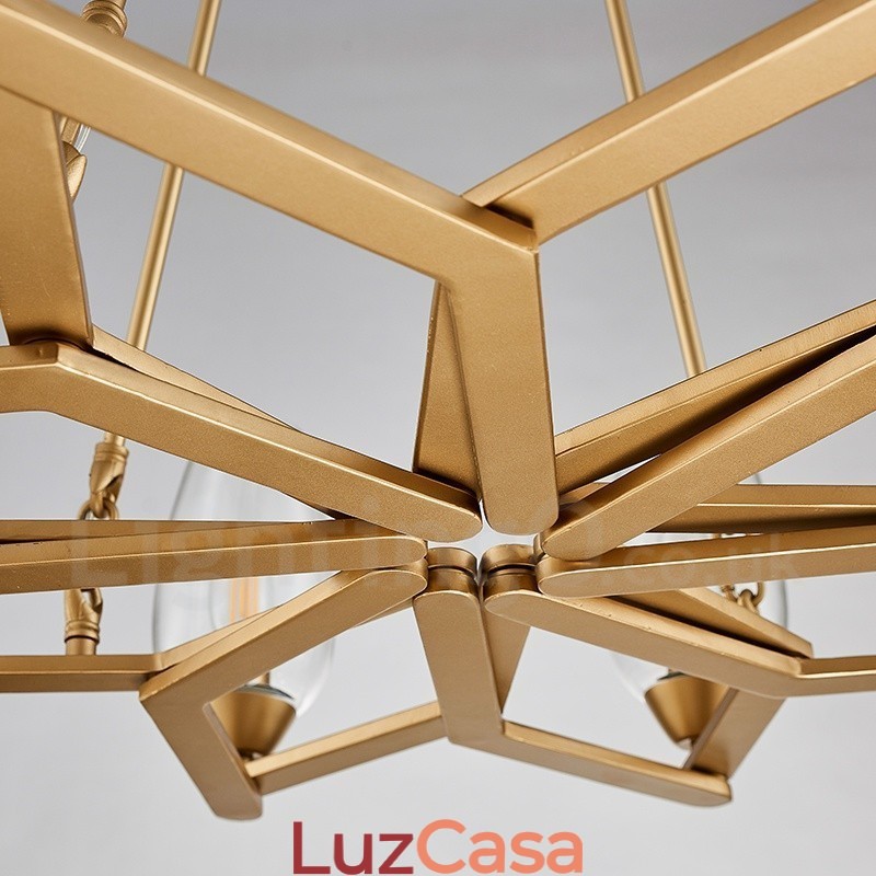 Luminária pendente moderna contemporânea de aço com 6 luzes e cúpula de vidro