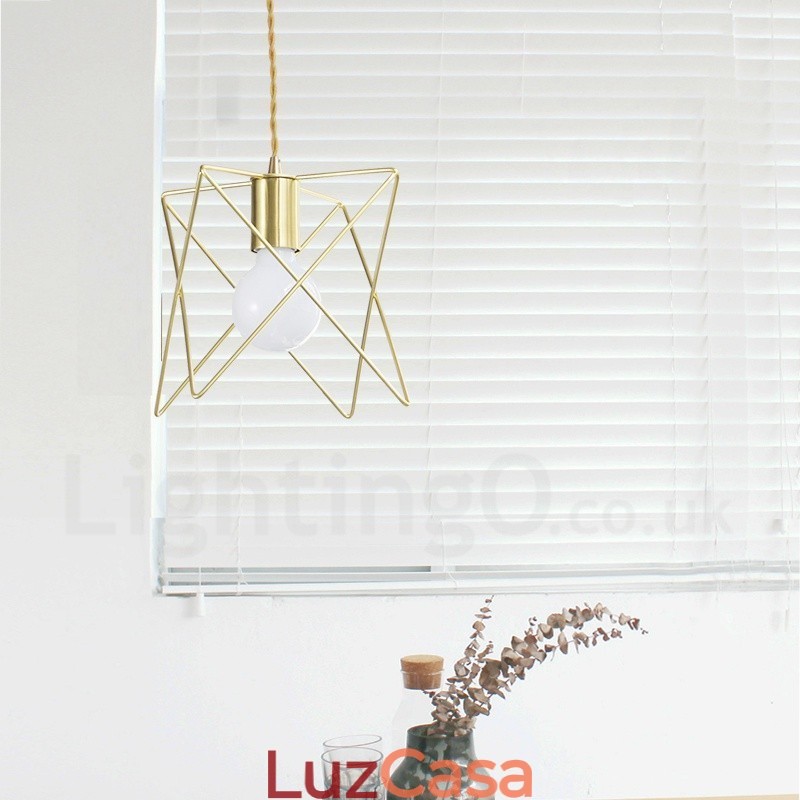 Luminária pendente moderna contemporânea de aço com 1 luz e abajur