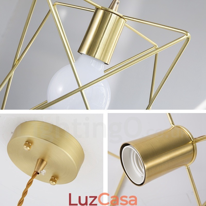 Luminária pendente moderna contemporânea de aço com 1 luz e abajur