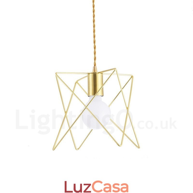 Luminária pendente moderna contemporânea de aço com 1 luz e abajur