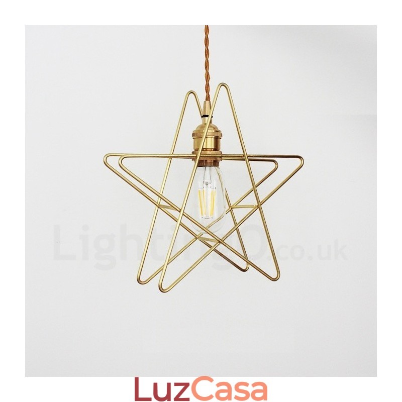 Luminária pendente moderna contemporânea de latão com 1 luz e abajur