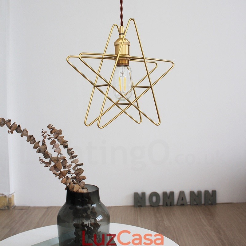 Luminária pendente moderna contemporânea de latão com 1 luz e abajur