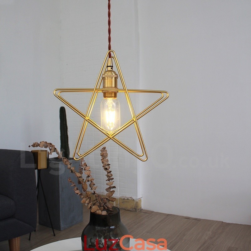 Luminária pendente moderna contemporânea de latão com 1 luz e abajur