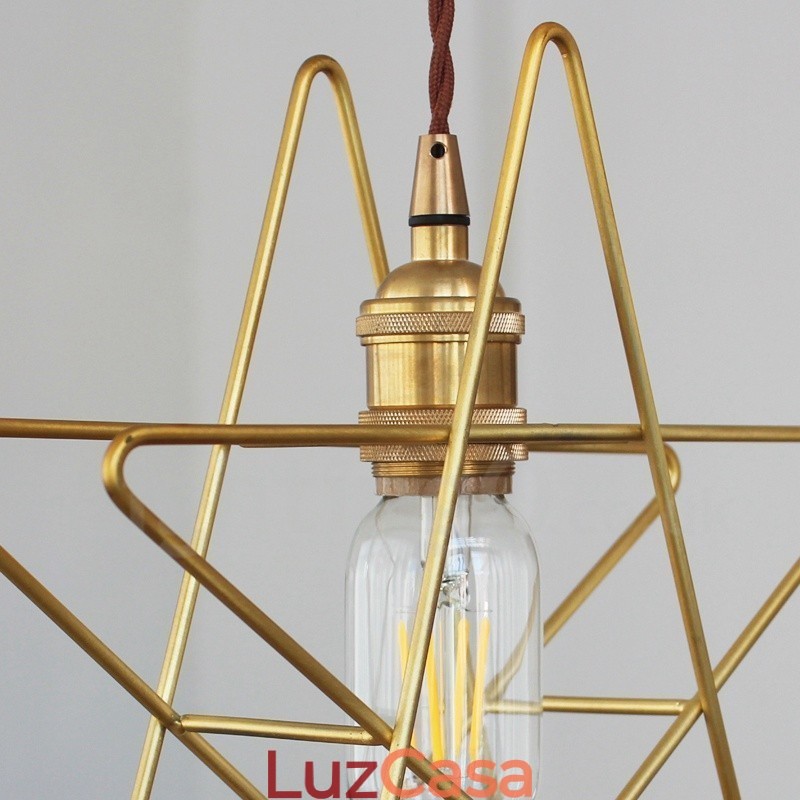 Luminária pendente moderna contemporânea de latão com 1 luz e abajur