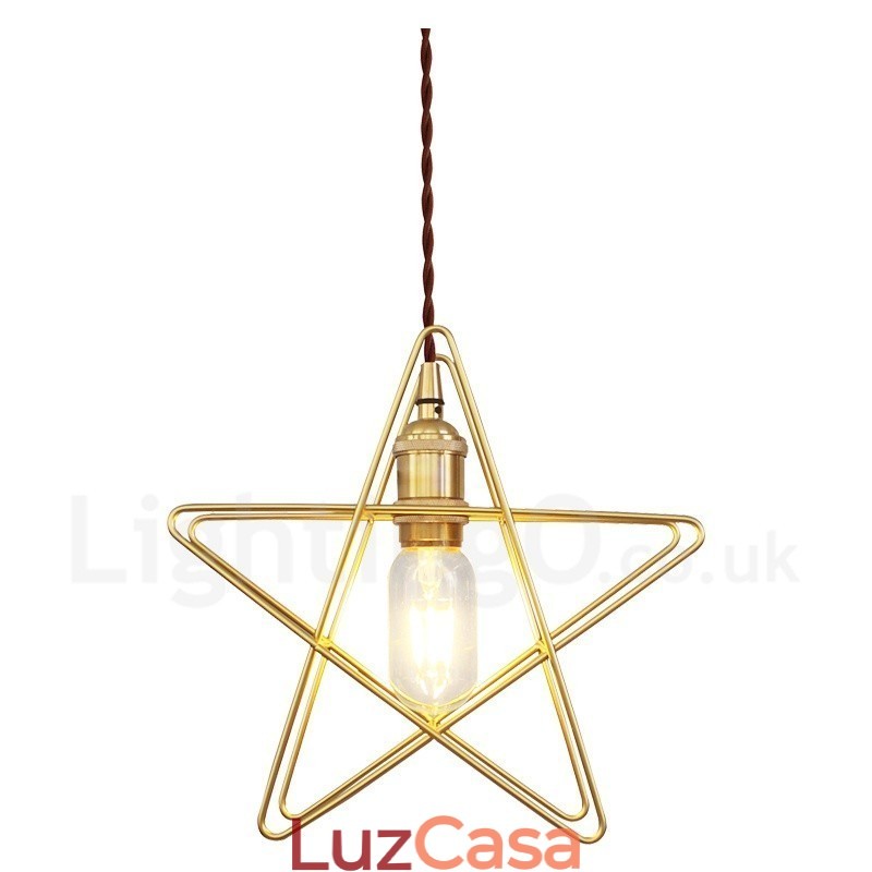 Luminária pendente moderna contemporânea de latão com 1 luz e abajur