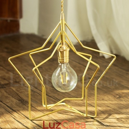 Luminária pendente moderna contemporânea de latão com 1 luz e abajur Luminária pendente moderna contemporânea de latão com 1 luz e abajur