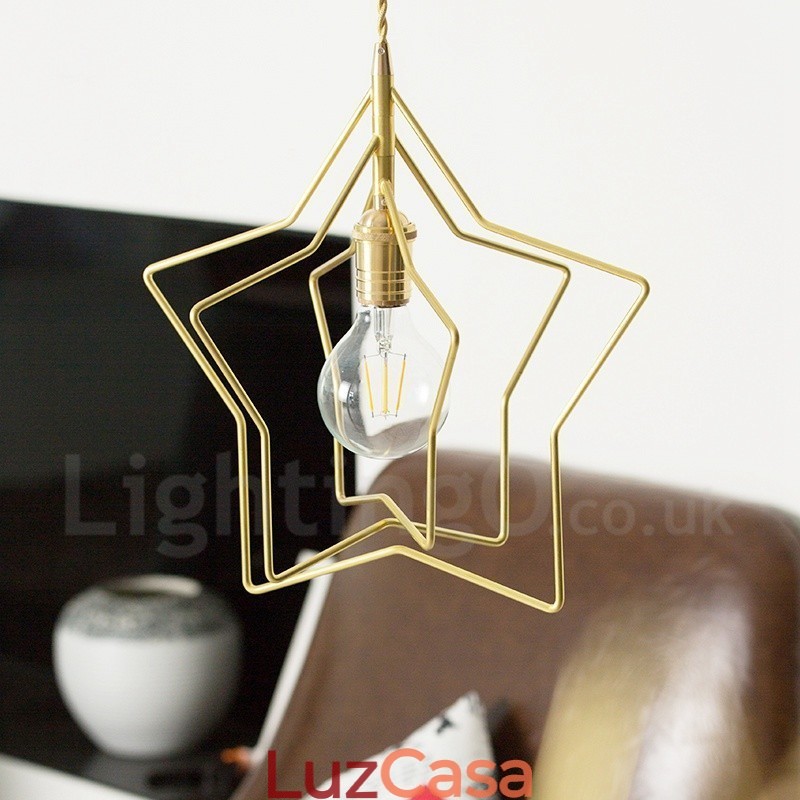 Luminária pendente moderna contemporânea de latão com 1 luz e abajur