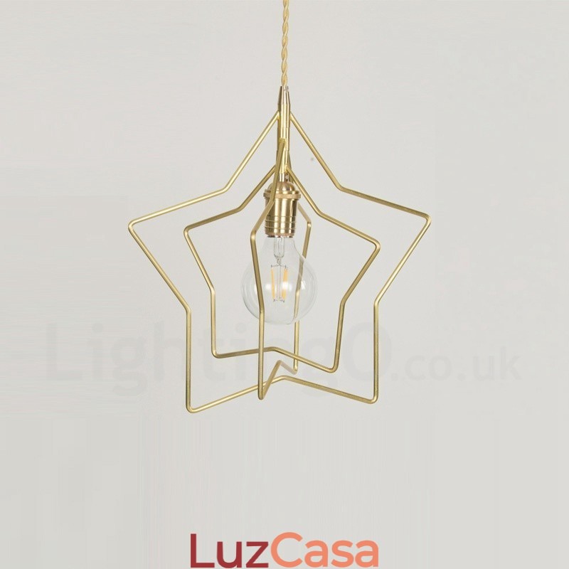 Luminária pendente moderna contemporânea de latão com 1 luz e abajur