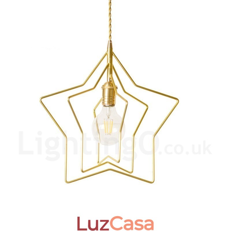 Luminária pendente moderna contemporânea de latão com 1 luz e abajur