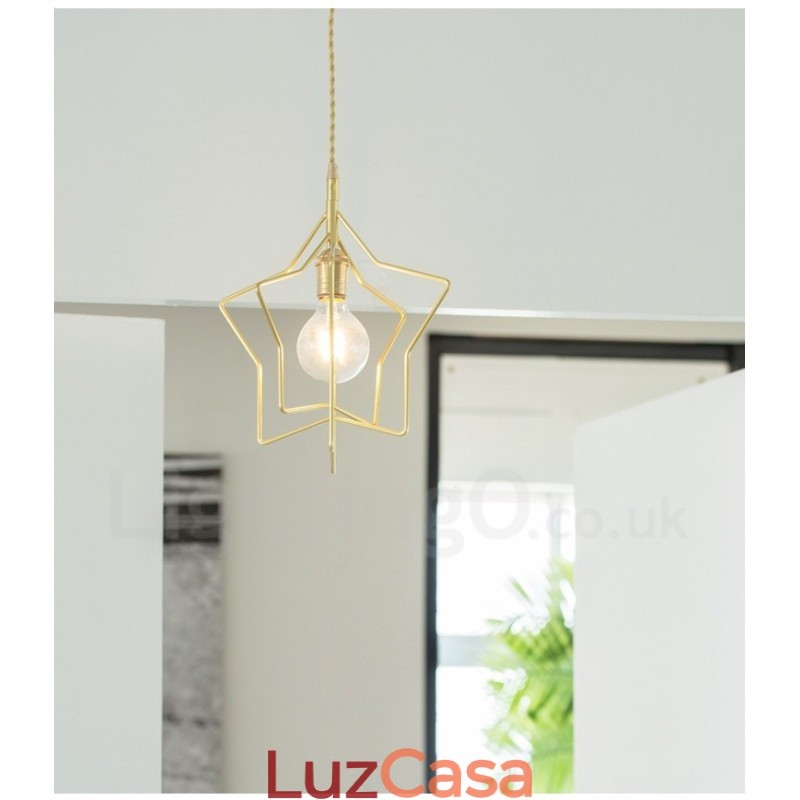 Luminária pendente moderna contemporânea de latão com 1 luz e abajur