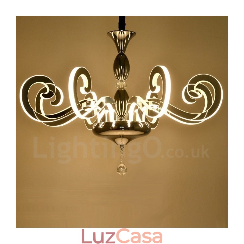 Lustre moderno contemporâneo de aço de 12 luzes com cúpula de acrílico