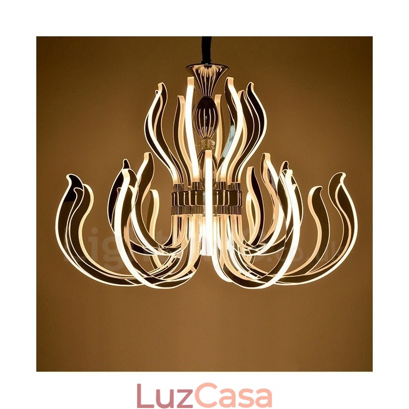 Lustre moderno contemporâneo de acrílico com 24 luzes e cúpula de acrílico