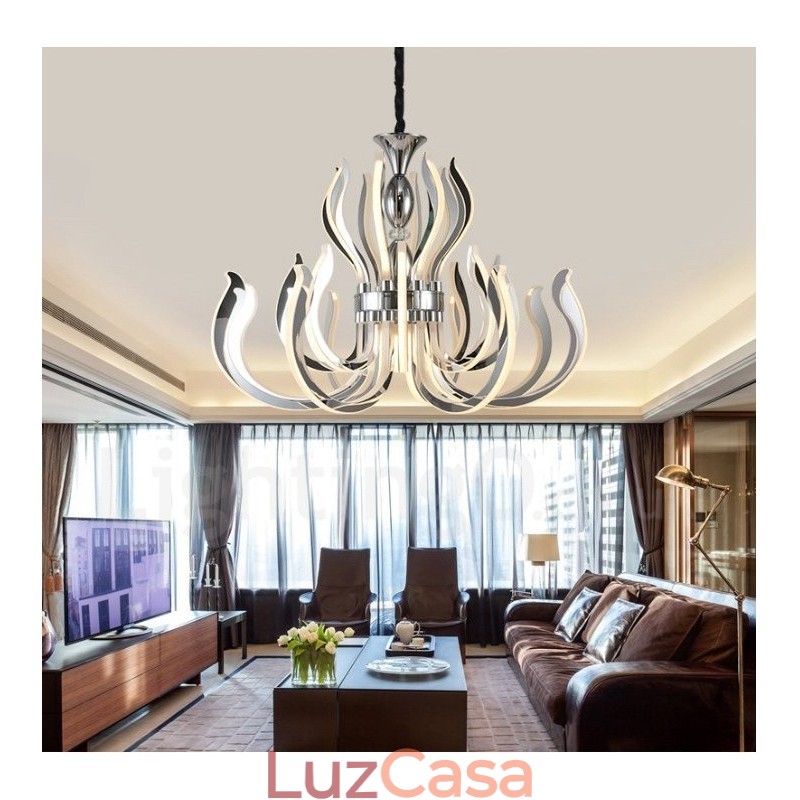 Lustre moderno contemporâneo de acrílico com 24 luzes e cúpula de acrílico