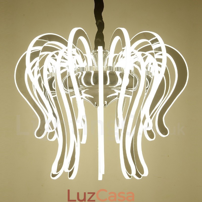 Lustre moderno contemporâneo de aço com 20 luzes e cúpula de acrílico