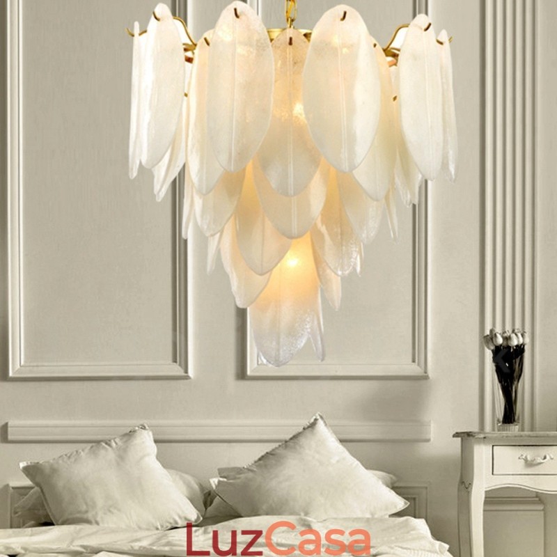 Luminária pendente moderna contemporânea de aço com 6 luzes e cúpula de vidro