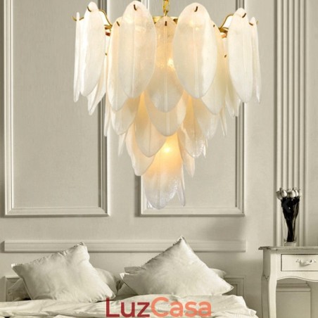 Luminária pendente moderna contemporânea de aço com 6 luzes e cúpula de vidro Luminária pendente moderna contemporânea de aço com 6 luzes e cúpula de vidro