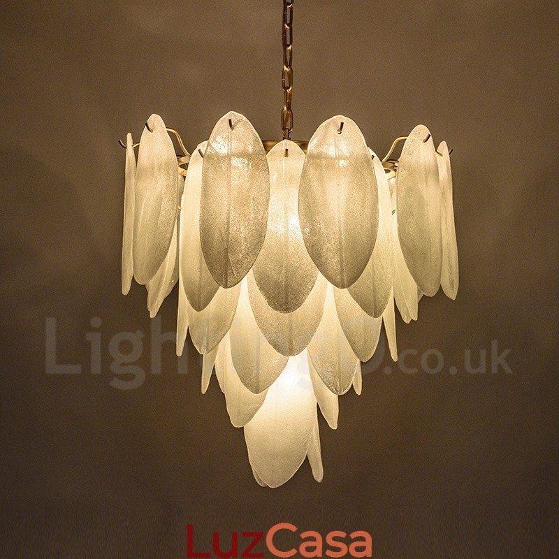 Luminária pendente moderna contemporânea de aço com 6 luzes e cúpula de vidro
