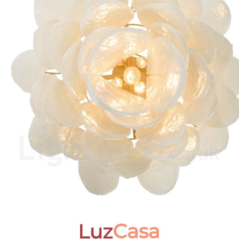 Luminária pendente moderna contemporânea de aço com 6 luzes e cúpula de vidro