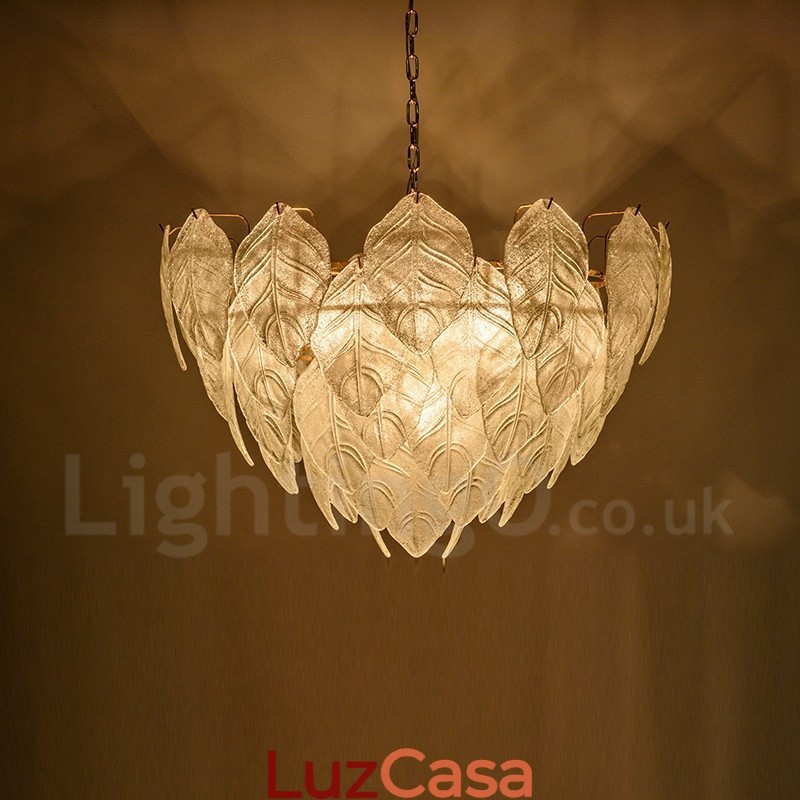 Luminária pendente moderna contemporânea de aço com 4 luzes e cúpula de vidro