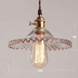 Luminária pendente rústica de aço retrô com 1 luz e cúpula de vidro