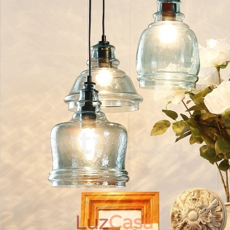 Luminária pendente moderna contemporânea de aço com 1 luz e cúpula de vidro Luminária pendente moderna contemporânea de aço com 1 luz e cúpula de vidro