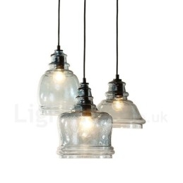 Luminária pendente moderna contemporânea de aço com 1 luz e cúpula de vidro