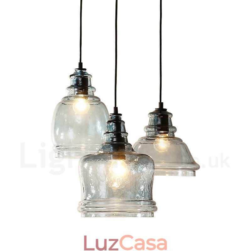 Luminária pendente moderna contemporânea de aço com 1 luz e cúpula de vidro