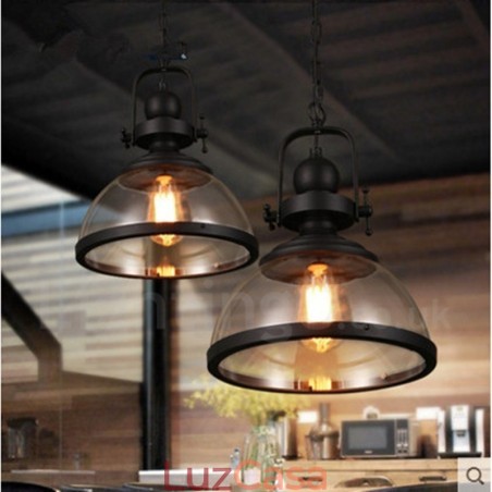 Retro 1 Luz de Aço Pendente Luz com Sombra de Vidro Retro 1 Luz de Aço Pendente Luz com Sombra de Vidro