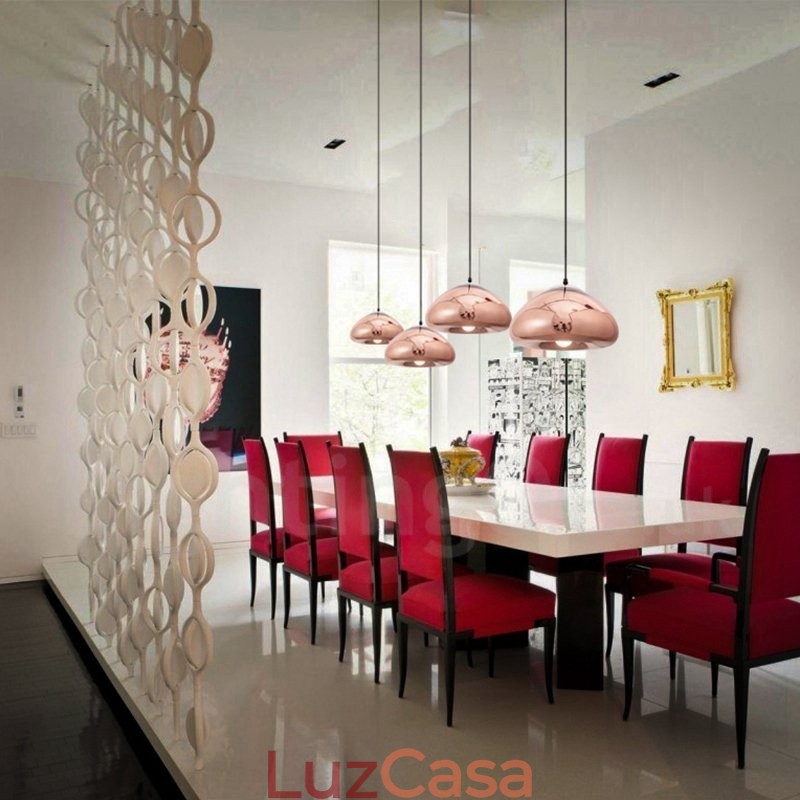 Luminária pendente de vidro moderna contemporânea com 1 luz e cúpula de vidro