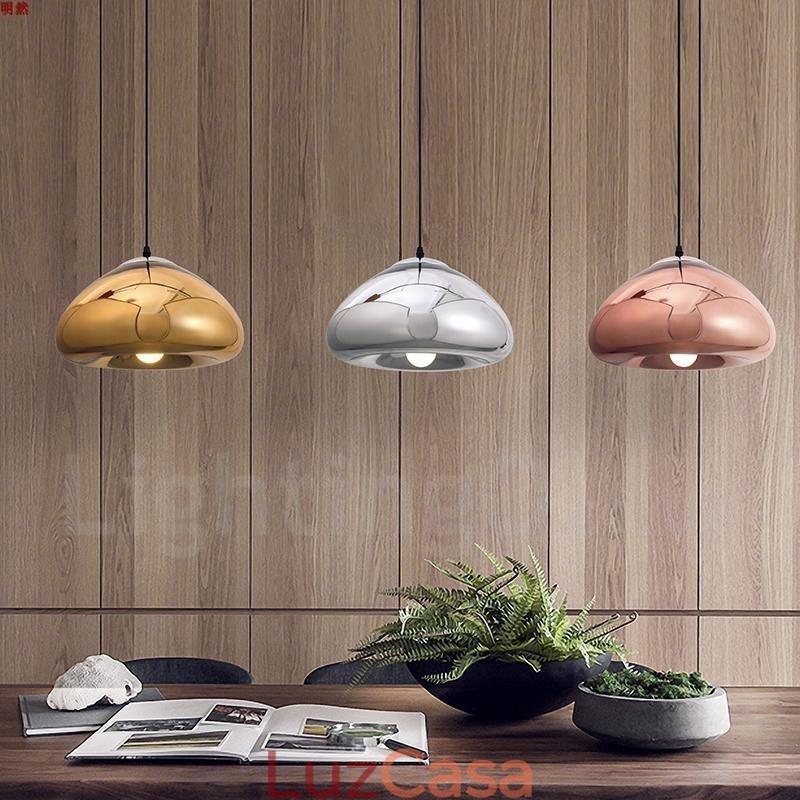 Luminária pendente de vidro moderna contemporânea com 1 luz e cúpula de vidro