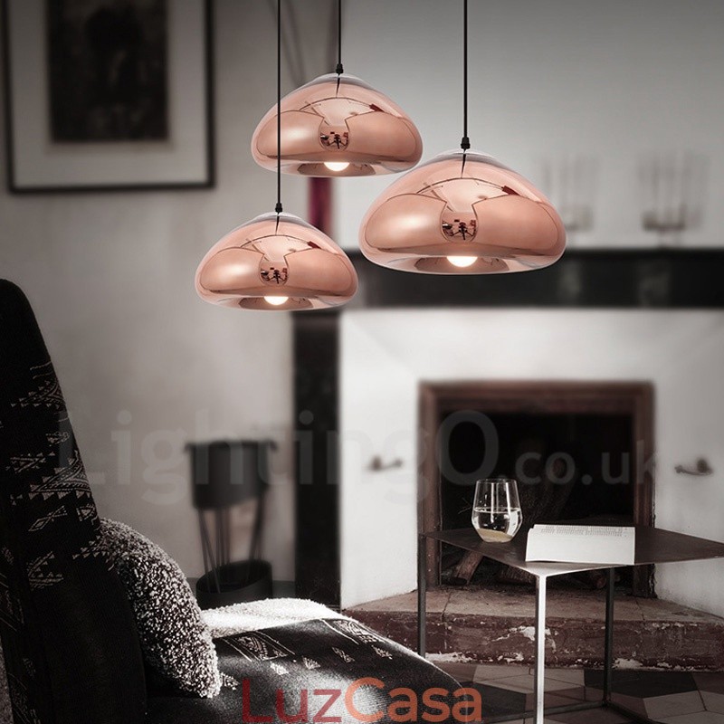 Luminária pendente de vidro moderna contemporânea com 1 luz e cúpula de vidro