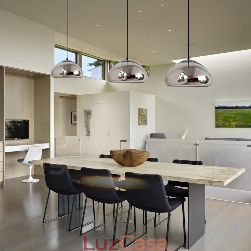 Luminária pendente de vidro moderna contemporânea com 1 luz e cúpula de vidro