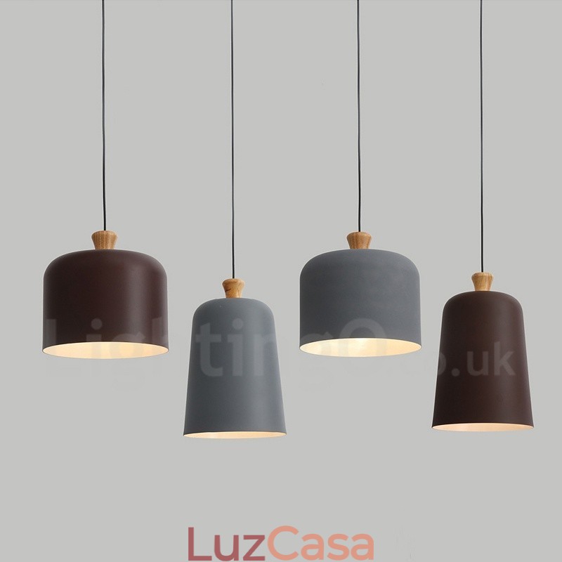 Luminária pendente moderna contemporânea de liga de alumínio com 1 luz e sombra de liga de alumínio