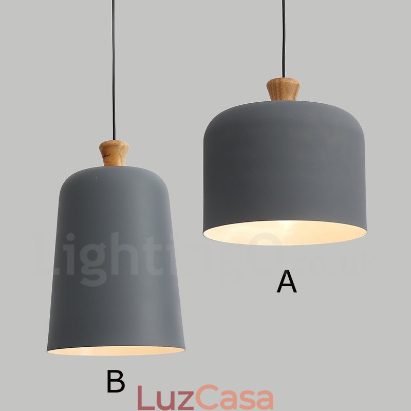 Luminária pendente moderna contemporânea de liga de alumínio com 1 luz e sombra de liga de alumínio