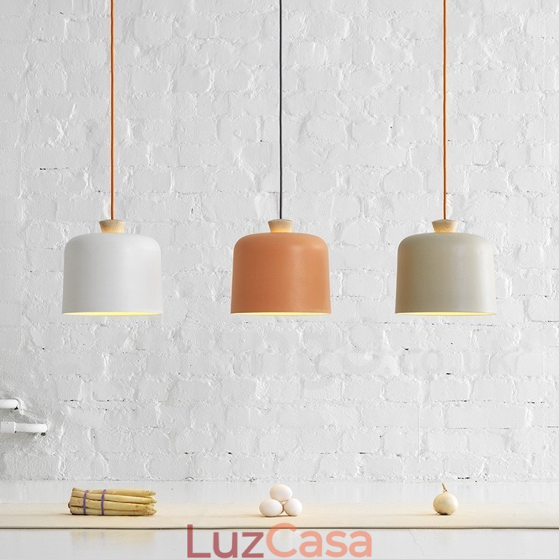 Luminária pendente moderna contemporânea de liga de alumínio com 1 luz e sombra de liga de alumínio