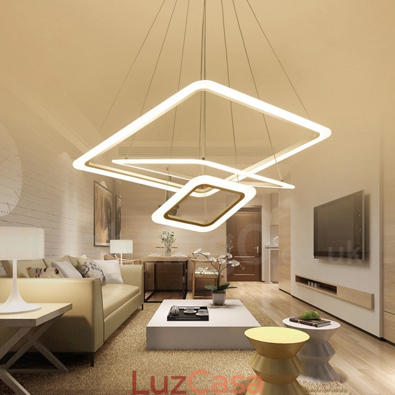 Luminária pendente moderna contemporânea de liga de alumínio com 3 luzes e sombra de acrílico