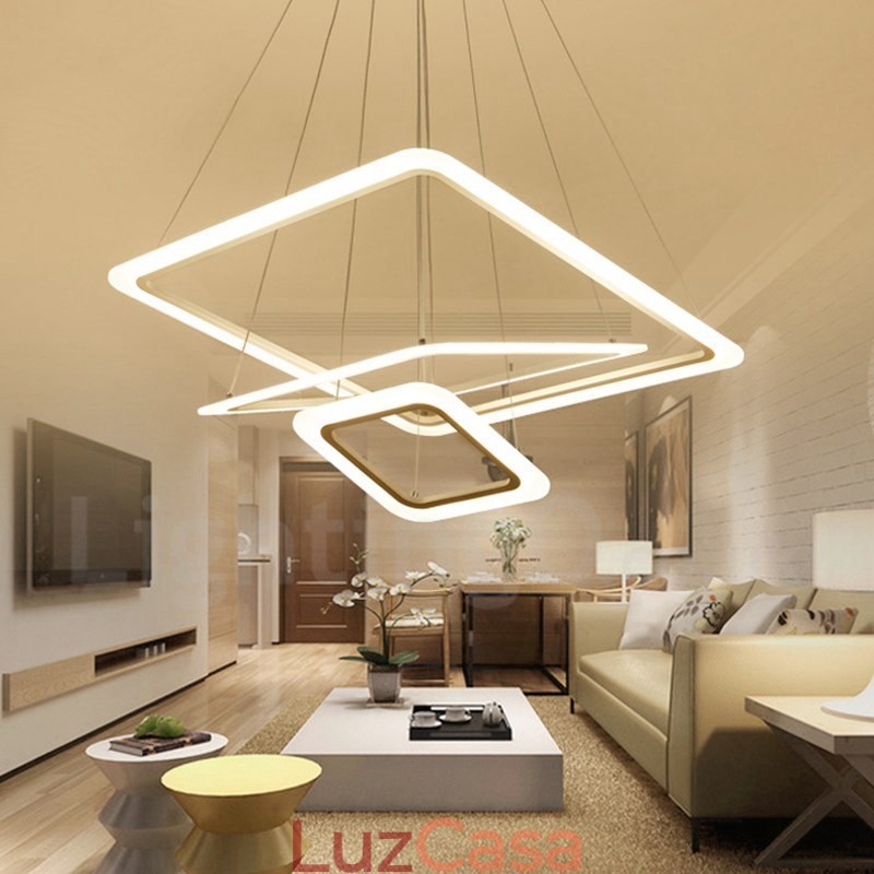 Luminária pendente moderna contemporânea de liga de alumínio com 3 luzes e sombra de acrílico