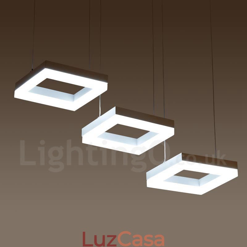Luminária pendente moderna contemporânea de liga de alumínio com 3 luzes e sombra de acrílico