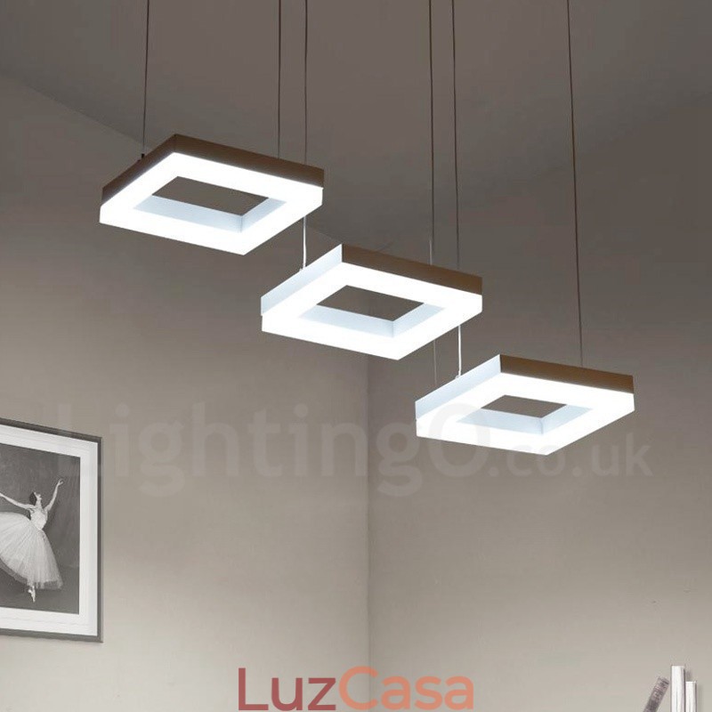 Luminária pendente moderna contemporânea de liga de alumínio com 3 luzes e sombra de acrílico